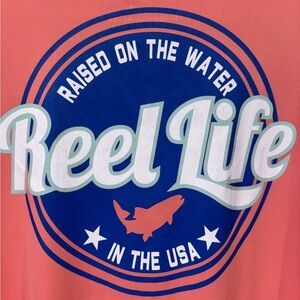 Reel Life Men's Long Sleeve UV Tee Size XL Coral Orange Fishing Shirt